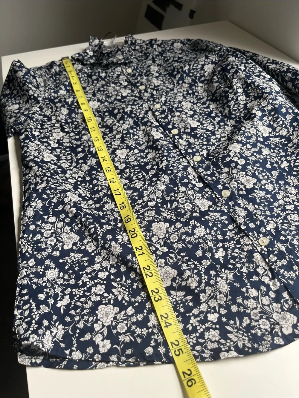 J Crew Liberty Of London Classic Fit Boy Shirt Ruffle Collar Blue Floral Small